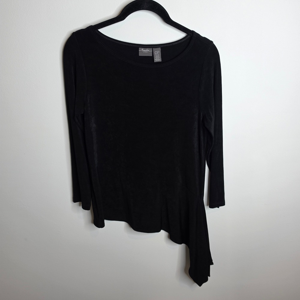 Chico's Travelers Asymmetrical Hem Top Womens 0P (4P)